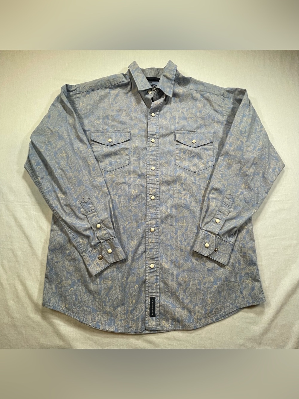 Rough Stock Panhandle Slim Pearl Snap Western Shirt Youth XL Paisley Rodeo